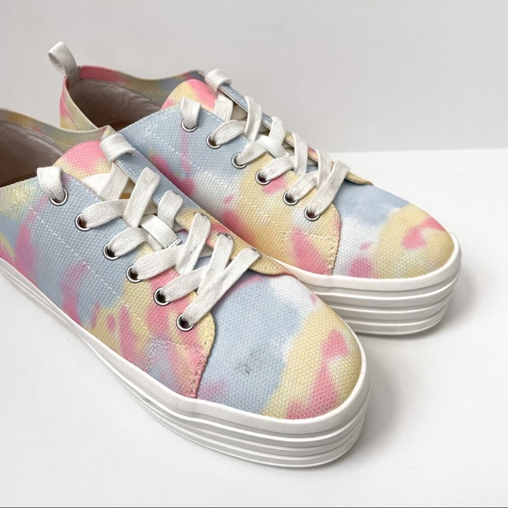 Gianni Binni Platform Lace Up Sneakers Tie Dye Multi Color 8M - Picture 13 of 16